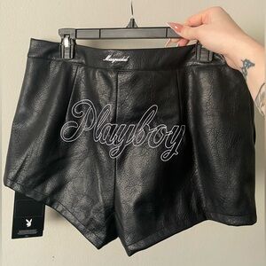 Playboy X Missguided black leather shorts. New with tags. Size XL